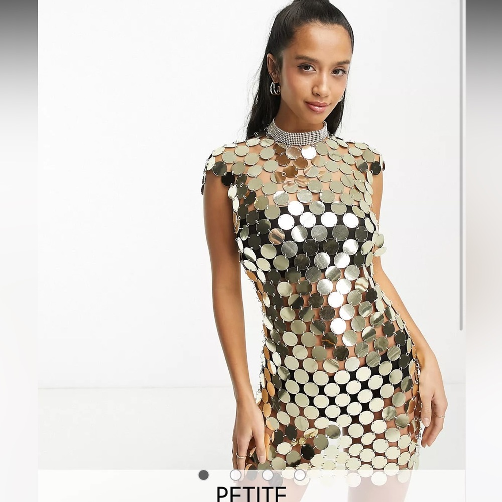 ASOS Simmi Petite embellished disc detail open back mini dress